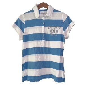 Walt Disney World 71 blue & white striped Mickey polo shirt